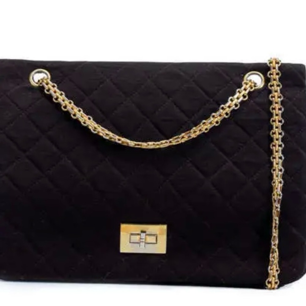 CHANEL Gold and Purple Quilted Shoulder Bag